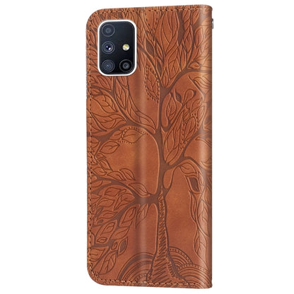 For Samsung Galaxy A71 Life of Tree Embossing Pattern Horizontal Flip Leather Case with Holder & Card Slot & Wallet & Photo Frame & Lanyard(Brown) by buy2fix