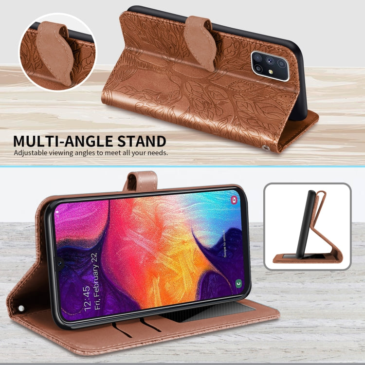 For Samsung Galaxy A71 Life of Tree Embossing Pattern Horizontal Flip Leather Case with Holder & Card Slot & Wallet & Photo Frame & Lanyard(Brown) by buy2fix