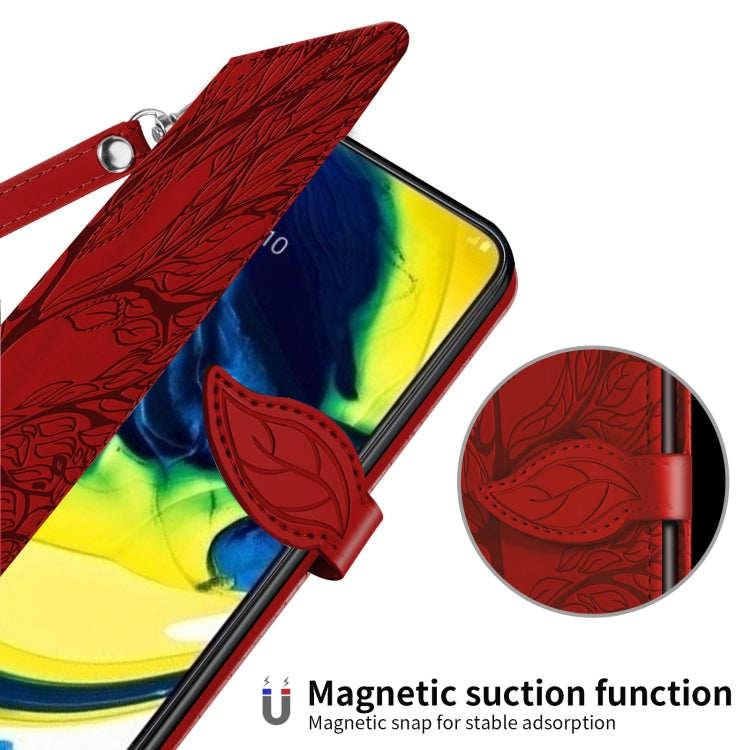 For Samsung Galaxy A80 / A90 Life of Tree Embossing Pattern Horizontal Flip Leather Case with Holder & Card Slot & Wallet & Photo Frame & Lanyard(Red) by buy2fix
