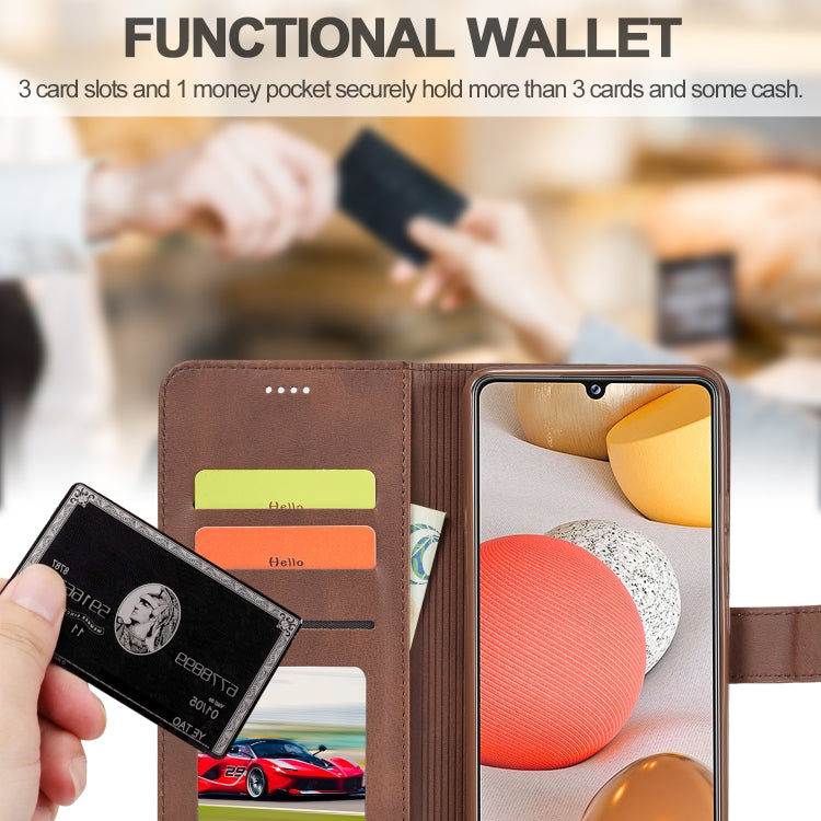 For Samsung Galaxy A42 5G LC.IMEEKE Calf Texture Horizontal Flip Leather Case with Holder & Card Slots & Wallet(Brown) - Galaxy Phone Cases by LC.IMEEKE | Online Shopping UK | buy2fix