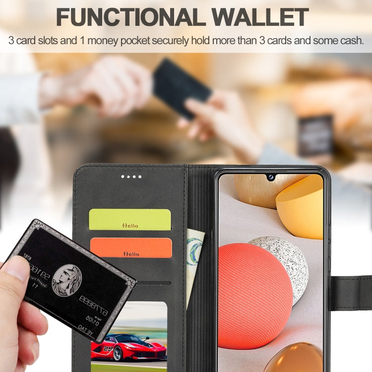 For Samsung Galaxy A42 5G LC.IMEEKE Calf Texture Horizontal Flip Leather Case with Holder & Card Slots & Wallet(Black) - Galaxy Phone Cases by LC.IMEEKE | Online Shopping UK | buy2fix