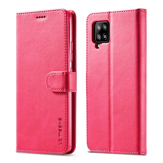 For Samsung Galaxy A42 5G LC.IMEEKE Calf Texture Horizontal Flip Leather Case with Holder & Card Slots & Wallet(Red)