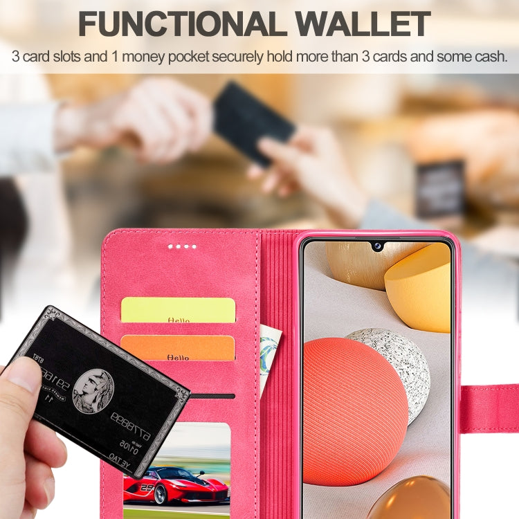 For Samsung Galaxy A42 5G LC.IMEEKE Calf Texture Horizontal Flip Leather Case with Holder & Card Slots & Wallet(Red) - Galaxy Phone Cases by LC.IMEEKE | Online Shopping UK | buy2fix