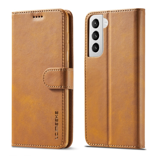 For Samsung Galaxy S21 5G LC.IMEEKE Calf Texture Horizontal Flip Leather Case with Holder & Card Slots & Wallet(Yellow) - Galaxy S21 5G Cases by LC.IMEEKE | Online Shopping UK | buy2fix