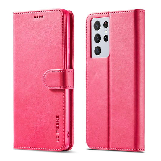 For Samsung Galaxy S21 Ultra 5G LC.IMEEKE Calf Texture Horizontal Flip Leather Case with Holder & Card Slots & Wallet(Red) - Galaxy S21 Ultra 5G Cases by LC.IMEEKE | Online Shopping UK | buy2fix