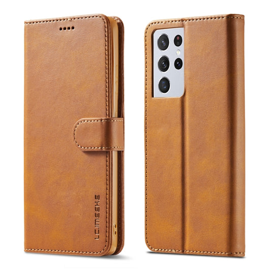 For Samsung Galaxy S21 Ultra 5G LC.IMEEKE Calf Texture Horizontal Flip Leather Case with Holder & Card Slots & Wallet(Yellow) - Galaxy S21 Ultra 5G Cases by LC.IMEEKE | Online Shopping UK | buy2fix