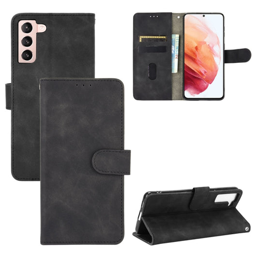 For Samsung Galaxy S21 5G Solid Color Skin Feel Magnetic Buckle Horizontal Flip Calf Texture PU Leather Case with Holder & Card Slots & Wallet(Black) - Galaxy S21 5G Cases by buy2fix | Online Shopping UK | buy2fix
