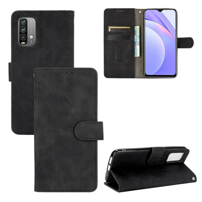 For Xiaomi Redmi Note 9 4G Solid Color Skin Feel Magnetic Buckle Horizontal Flip Calf Texture PU Leather Case with Holder & Card Slots & Wallet(Black) - Xiaomi Cases by buy2fix | Online Shopping UK | buy2fix