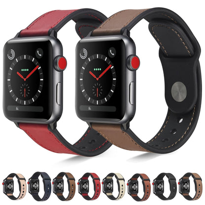 Paste Leather TPU Watch Band For Apple Watch Series 9&8&7 41mm / SE 3&SE 2&6&SE&5&4 40mm / 3&2&1 38mm(Dark Brown) by buy2fix