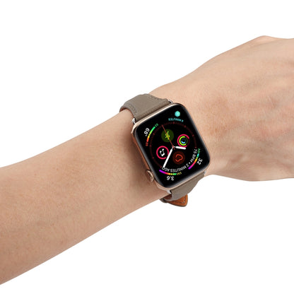 Genuine Leather Watch Band For Apple Watch Series 7 41mm / 6 & SE & 5 & 4 40mm / 3 & 2 & 1 38mm(Grey) by buy2fix