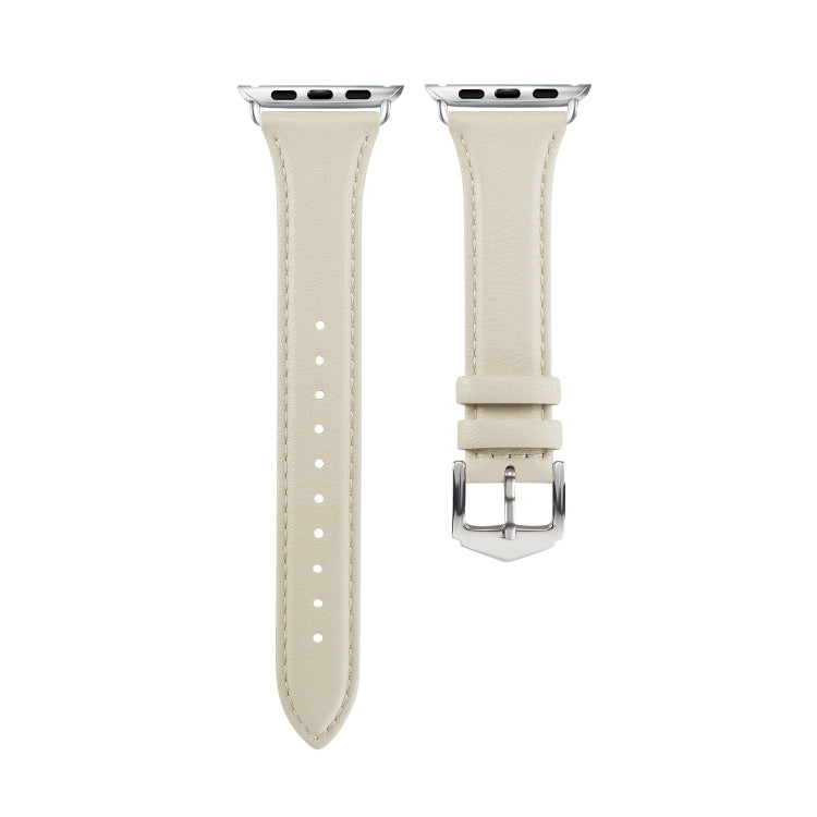 Genuine Leather Watch Band For Apple Watch Series 7 41mm / 6 & SE & 5 & 4 40mm / 3 & 2 & 1 38mm(Creamy White) by buy2fix