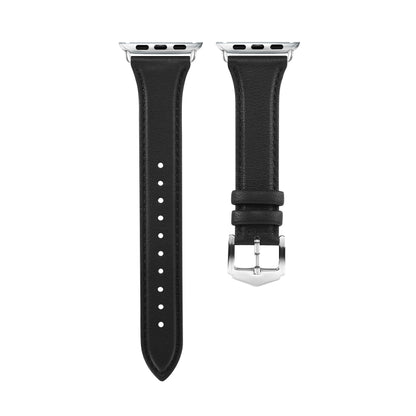 Genuine Leather Watch Band For Apple Watch Series 7 45mm / 6 & SE & 5 & 4 44mm / 3 & 2 & 1 42mm(Black) by buy2fix