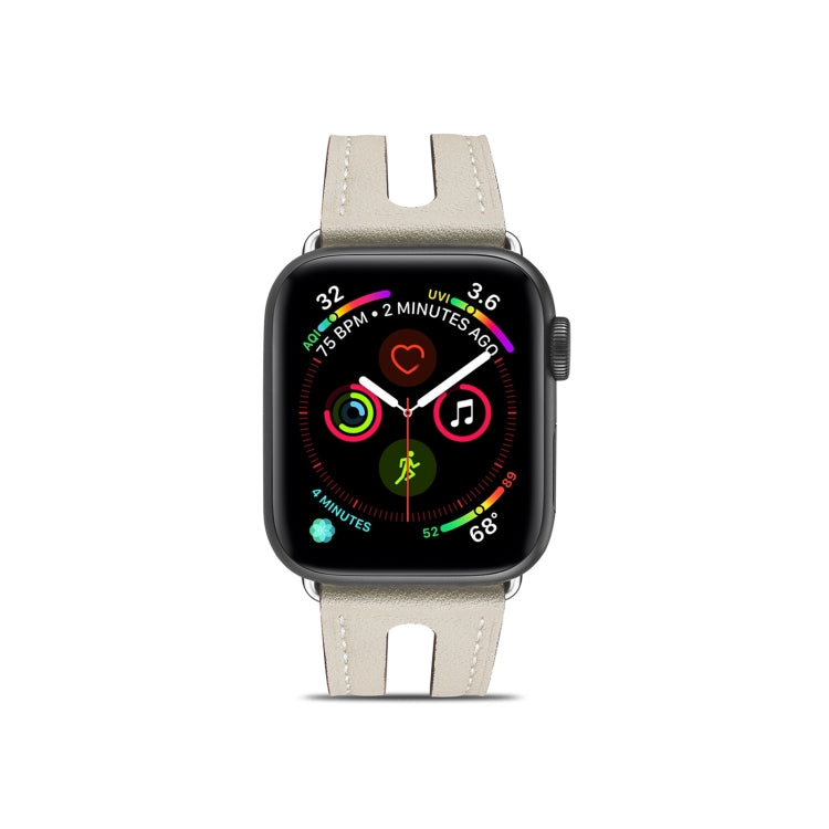 Top-grain Leather Watch Band For Apple Watch Series 7 41mm / 6 & SE & 5 & 4 40mm / 3 & 2 & 1 38mm(Creamy White) by buy2fix