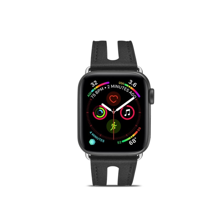 Top-grain Leather Watch Band For Apple Watch Ultra 49mm&Watch Ultra 2 49mm / Series 9&8&7 45mm / SE 3&SE 2&6&SE&5&4 44mm / 3&2&1 42mm(Black) by buy2fix