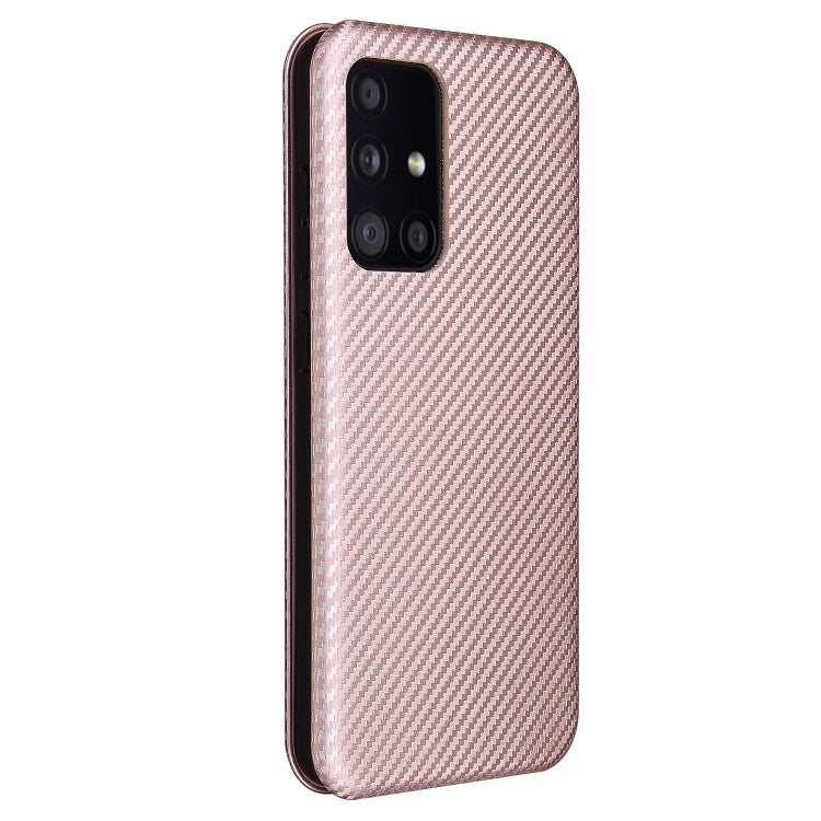 For Samsung Galaxy A52 5G / 4G Carbon Fiber Texture Horizontal Flip TPU + PC + PU Leather Case with Card Slot(Pink) by buy2fix