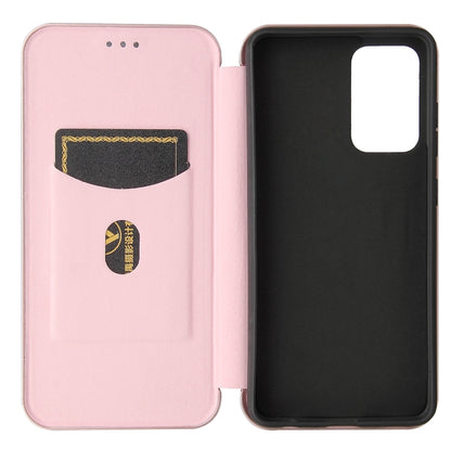 For Samsung Galaxy A52 5G / 4G Carbon Fiber Texture Horizontal Flip TPU + PC + PU Leather Case with Card Slot(Pink) by buy2fix