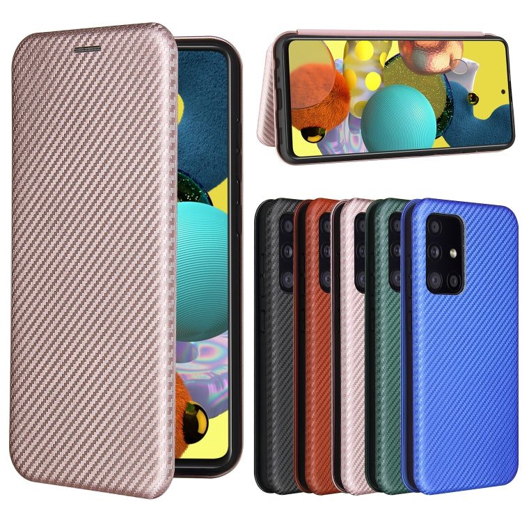 For Samsung Galaxy A52 5G / 4G Carbon Fiber Texture Horizontal Flip TPU + PC + PU Leather Case with Card Slot(Pink) by buy2fix