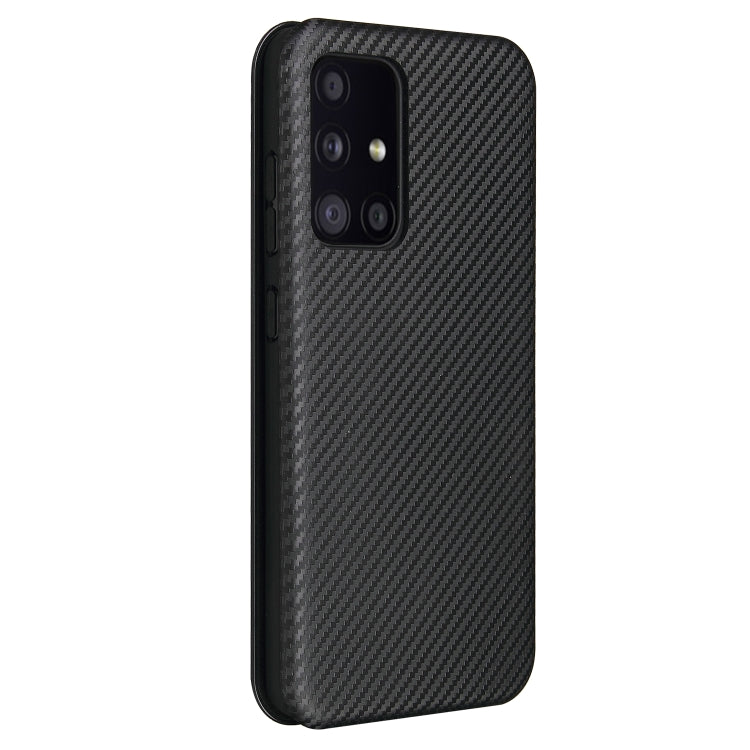 For Samsung Galaxy A52 5G / 4G Carbon Fiber Texture Horizontal Flip TPU + PC + PU Leather Case with Card Slot(Black) by buy2fix