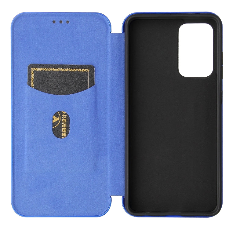 For Samsung Galaxy A52 5G / 4G Carbon Fiber Texture Horizontal Flip TPU + PC + PU Leather Case with Card Slot(Blue) by buy2fix
