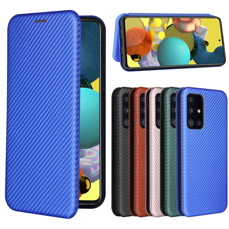 For Samsung Galaxy A52 5G / 4G Carbon Fiber Texture Horizontal Flip TPU + PC + PU Leather Case with Card Slot(Blue) by buy2fix