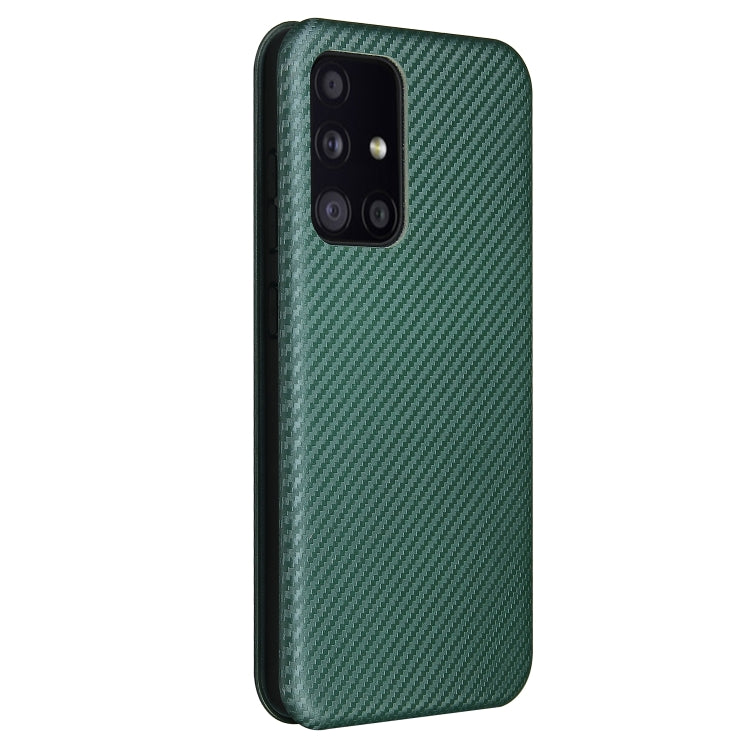 For Samsung Galaxy A52 5G / 4G Carbon Fiber Texture Horizontal Flip TPU + PC + PU Leather Case with Card Slot(Green) by buy2fix