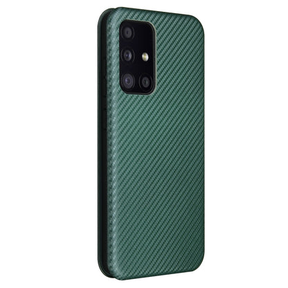 For Samsung Galaxy A52 5G / 4G Carbon Fiber Texture Horizontal Flip TPU + PC + PU Leather Case with Card Slot(Green) by buy2fix