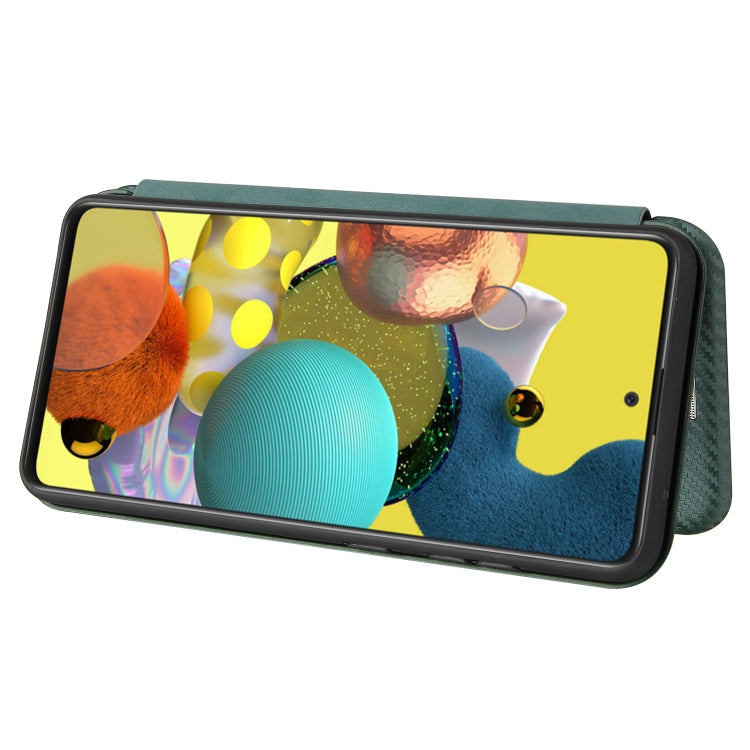 For Samsung Galaxy A52 5G / 4G Carbon Fiber Texture Horizontal Flip TPU + PC + PU Leather Case with Card Slot(Green) by buy2fix