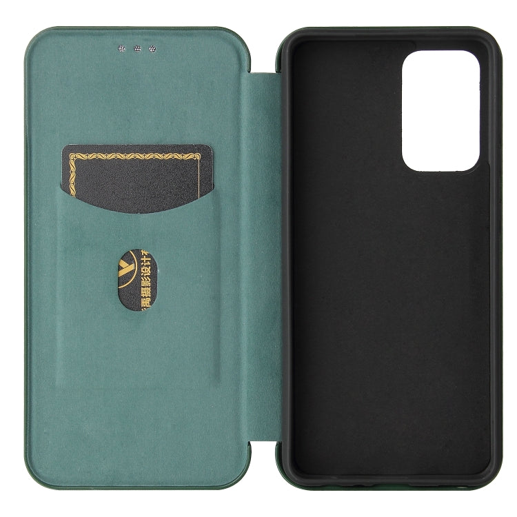 For Samsung Galaxy A52 5G / 4G Carbon Fiber Texture Horizontal Flip TPU + PC + PU Leather Case with Card Slot(Green) by buy2fix