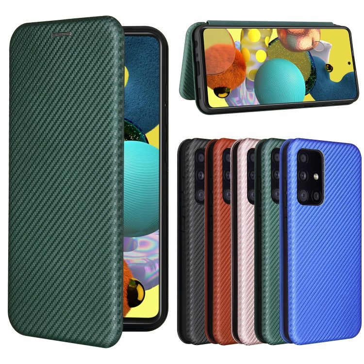 For Samsung Galaxy A52 5G / 4G Carbon Fiber Texture Horizontal Flip TPU + PC + PU Leather Case with Card Slot(Green) by buy2fix