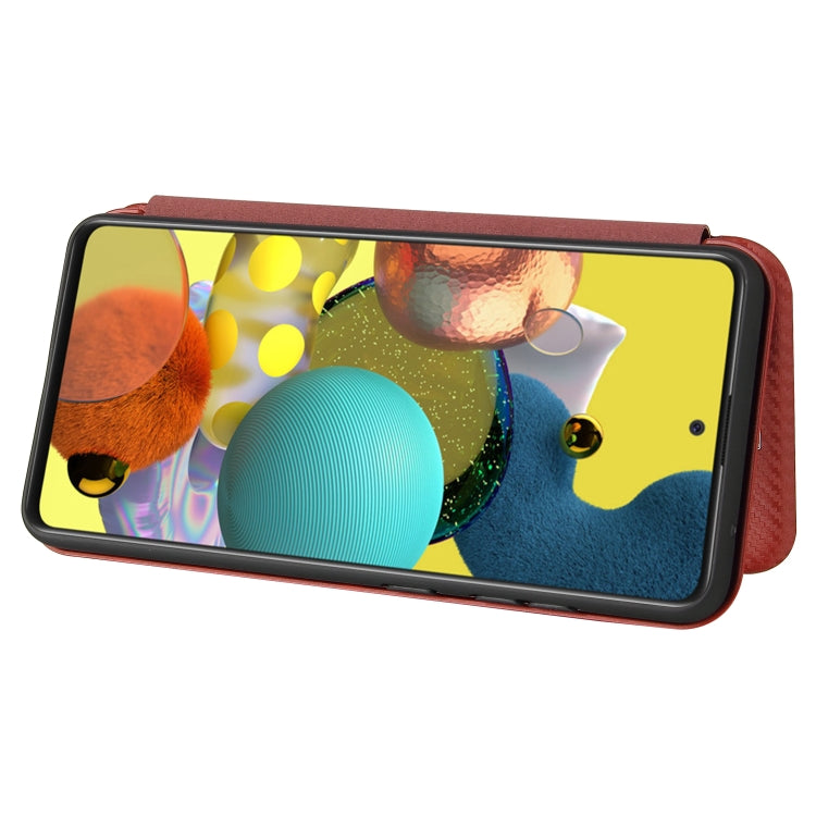 For Samsung Galaxy A52 5G / 4G Carbon Fiber Texture Horizontal Flip TPU + PC + PU Leather Case with Card Slot(Brown) by buy2fix