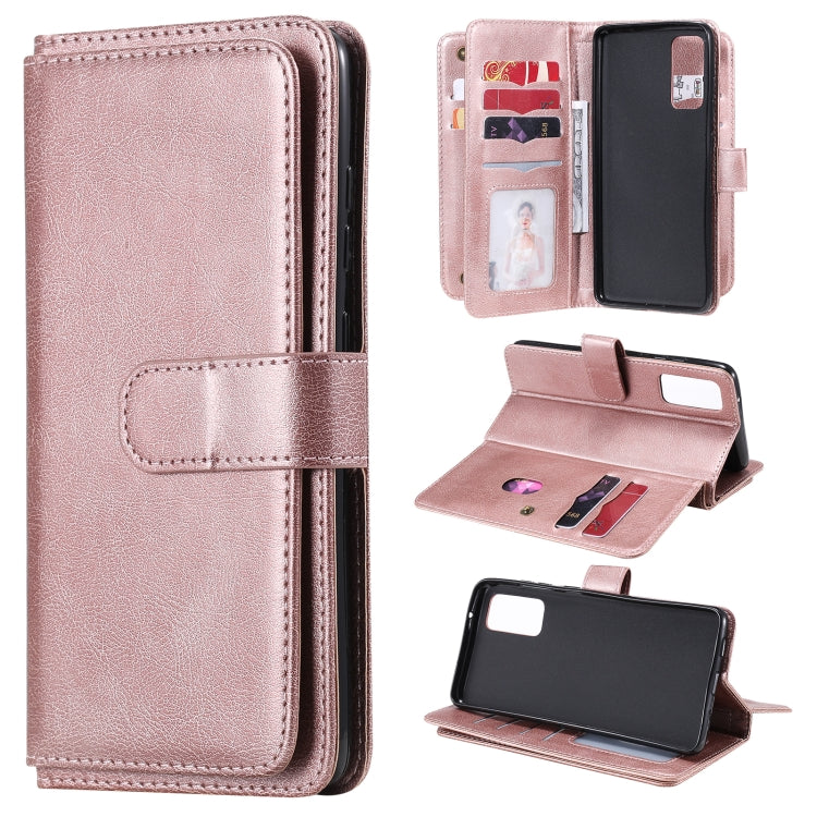 For Samsung Galaxy S20 FE 5G Multifunctional Magnetic Copper Buckle Horizontal Flip Solid Color Leather Case with 10 Card Slots & Wallet & Holder & Photo Frame(Rose Gold) by buy2fix