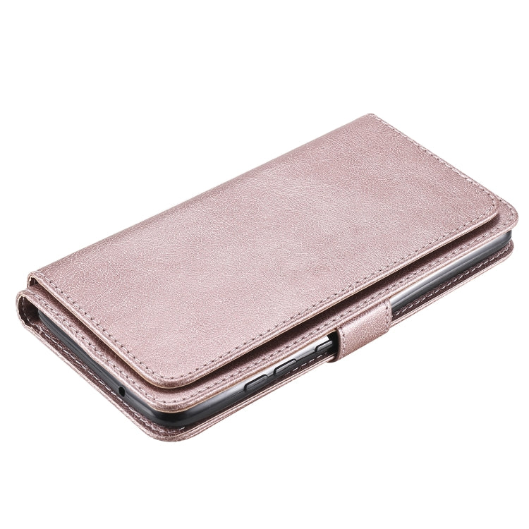 For Samsung Galaxy S20 FE 5G Multifunctional Magnetic Copper Buckle Horizontal Flip Solid Color Leather Case with 10 Card Slots & Wallet & Holder & Photo Frame(Rose Gold) by buy2fix