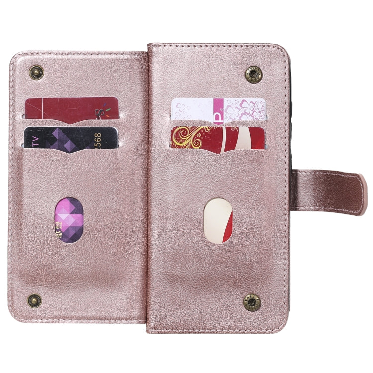For Samsung Galaxy S20 FE 5G Multifunctional Magnetic Copper Buckle Horizontal Flip Solid Color Leather Case with 10 Card Slots & Wallet & Holder & Photo Frame(Rose Gold) by buy2fix