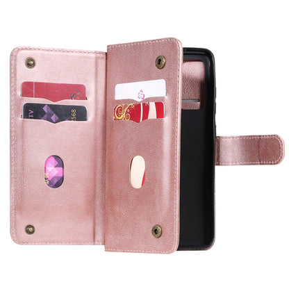 For Samsung Galaxy S20 FE 5G Multifunctional Magnetic Copper Buckle Horizontal Flip Solid Color Leather Case with 10 Card Slots & Wallet & Holder & Photo Frame(Rose Gold) by buy2fix