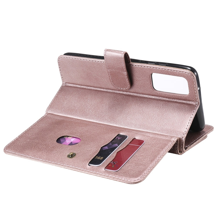 For Samsung Galaxy S20 FE 5G Multifunctional Magnetic Copper Buckle Horizontal Flip Solid Color Leather Case with 10 Card Slots & Wallet & Holder & Photo Frame(Rose Gold) by buy2fix