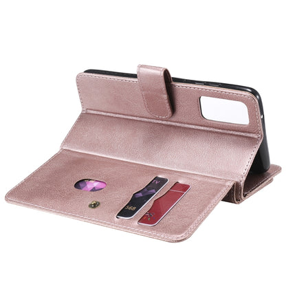 For Samsung Galaxy S20 FE 5G Multifunctional Magnetic Copper Buckle Horizontal Flip Solid Color Leather Case with 10 Card Slots & Wallet & Holder & Photo Frame(Rose Gold) by buy2fix