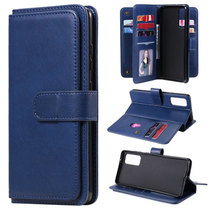 For Samsung Galaxy S20 FE 5G Multifunctional Magnetic Copper Buckle Horizontal Flip Solid Color Leather Case with 10 Card Slots & Wallet & Holder & Photo Frame(Dark Blue) by buy2fix