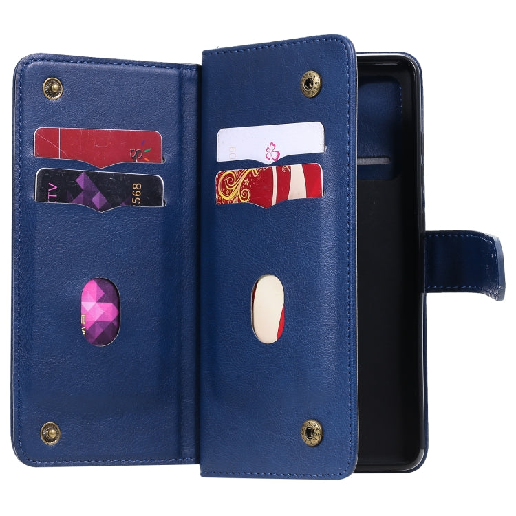 For Samsung Galaxy S20 FE 5G Multifunctional Magnetic Copper Buckle Horizontal Flip Solid Color Leather Case with 10 Card Slots & Wallet & Holder & Photo Frame(Dark Blue) by buy2fix