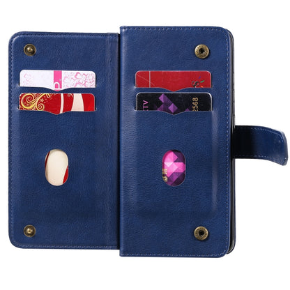 For Samsung Galaxy S20 FE 5G Multifunctional Magnetic Copper Buckle Horizontal Flip Solid Color Leather Case with 10 Card Slots & Wallet & Holder & Photo Frame(Dark Blue) by buy2fix