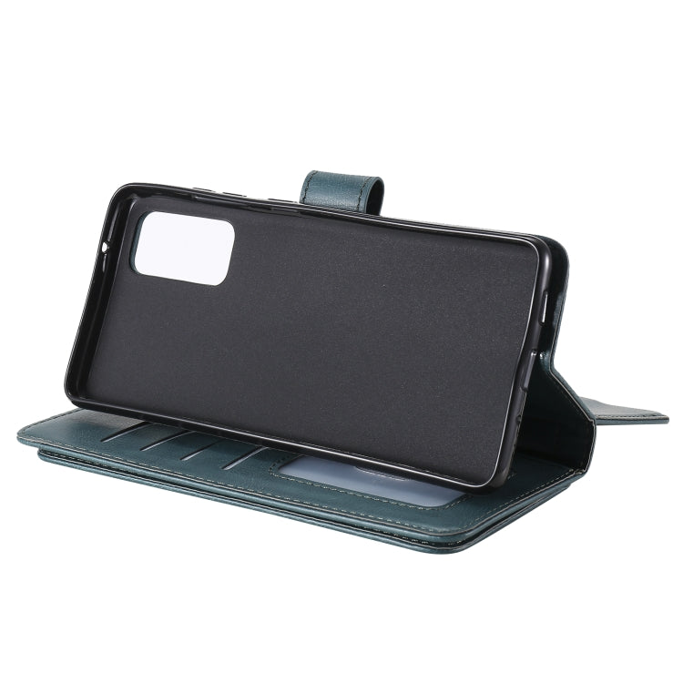 For Samsung Galaxy S20 FE 5G Multifunctional Magnetic Copper Buckle Horizontal Flip Solid Color Leather Case with 10 Card Slots & Wallet & Holder & Photo Frame(Dark Green) by buy2fix