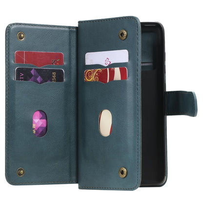 For Samsung Galaxy S20 FE 5G Multifunctional Magnetic Copper Buckle Horizontal Flip Solid Color Leather Case with 10 Card Slots & Wallet & Holder & Photo Frame(Dark Green) by buy2fix