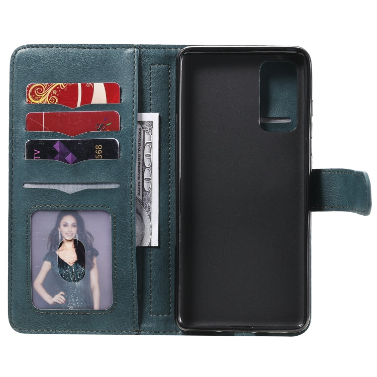 For Samsung Galaxy S20 FE 5G Multifunctional Magnetic Copper Buckle Horizontal Flip Solid Color Leather Case with 10 Card Slots & Wallet & Holder & Photo Frame(Dark Green) by buy2fix