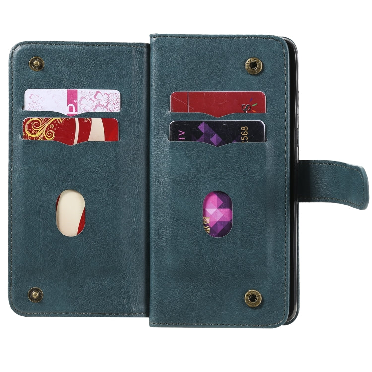 For Samsung Galaxy S20 FE 5G Multifunctional Magnetic Copper Buckle Horizontal Flip Solid Color Leather Case with 10 Card Slots & Wallet & Holder & Photo Frame(Dark Green) by buy2fix