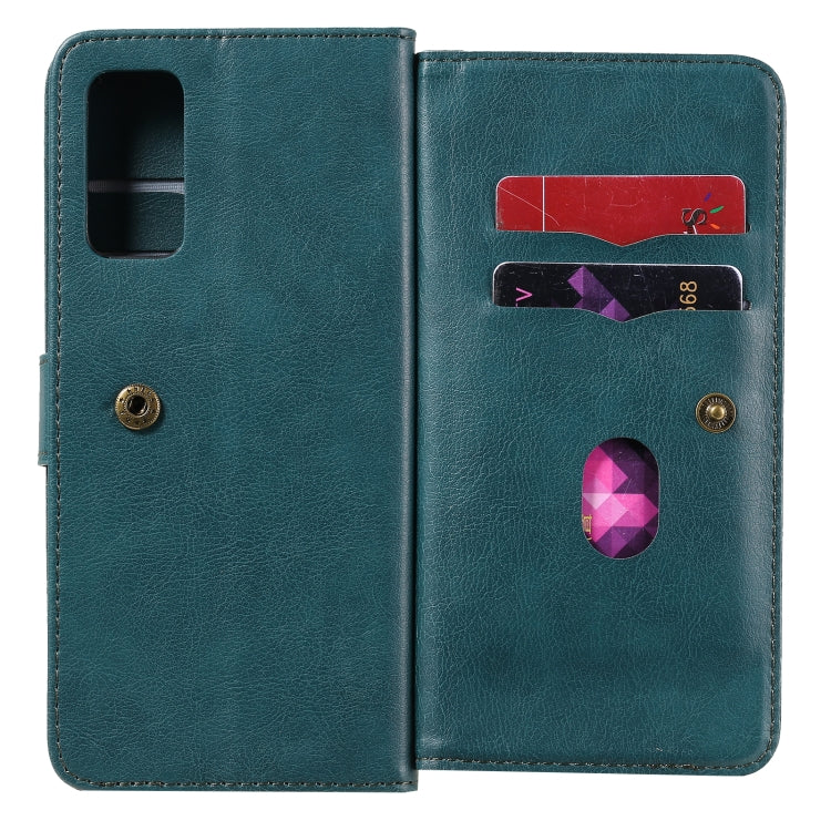 For Samsung Galaxy S20 FE 5G Multifunctional Magnetic Copper Buckle Horizontal Flip Solid Color Leather Case with 10 Card Slots & Wallet & Holder & Photo Frame(Dark Green) by buy2fix