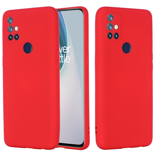 For OnePlus Nord N10 5G Pure Color Liquid Silicone Shockproof Full Coverage Case(Red)