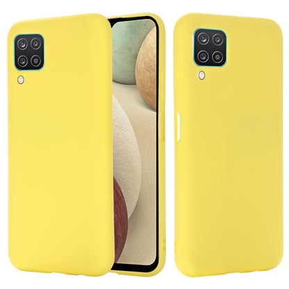 For Samsung Galaxy A12 Pure Color Liquid Silicone Shockproof Full Coverage Case(Yellow) by buy2fix