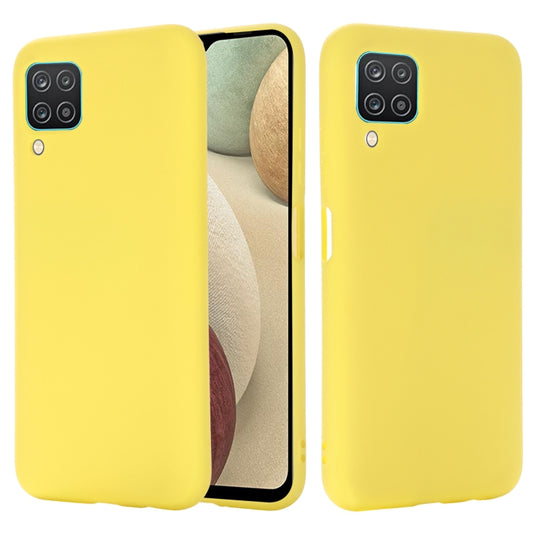 For Samsung Galaxy A12 Pure Color Liquid Silicone Shockproof Full Coverage Case(Yellow) by buy2fix