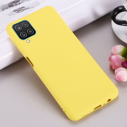 For Samsung Galaxy A12 Pure Color Liquid Silicone Shockproof Full Coverage Case(Yellow) by buy2fix