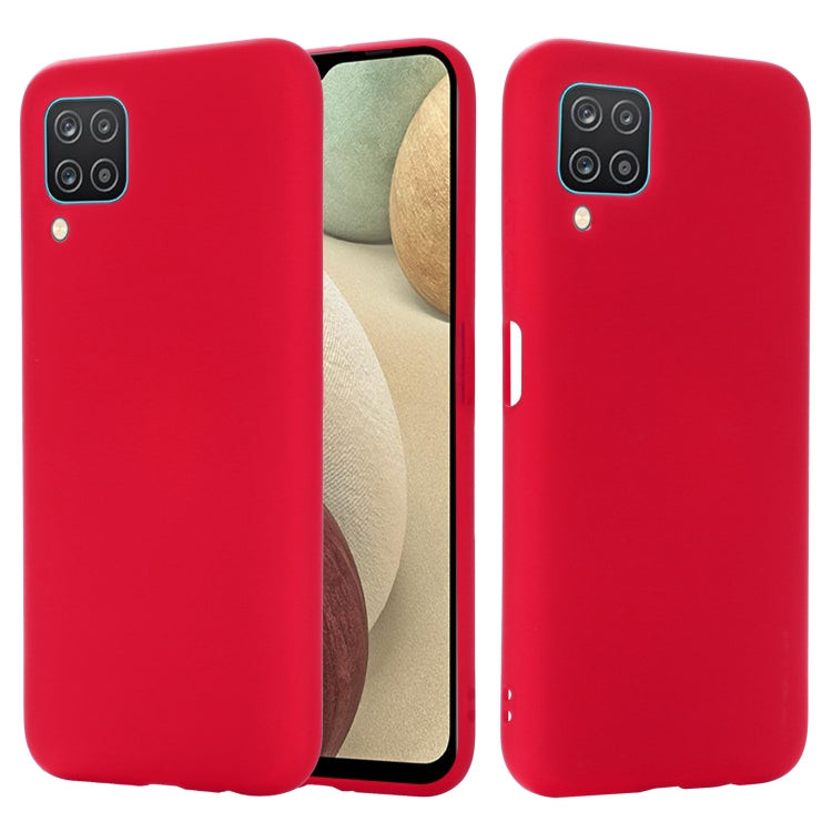 For Samsung Galaxy A12 Pure Color Liquid Silicone Shockproof Full Coverage Case(Red) by buy2fix