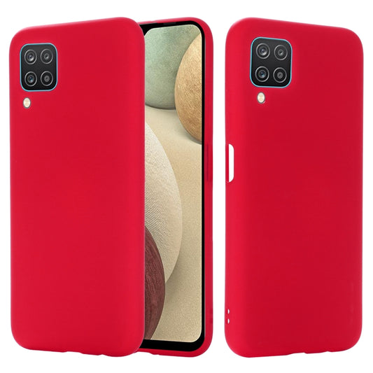 For Samsung Galaxy A12 Pure Color Liquid Silicone Shockproof Full Coverage Case(Red) by buy2fix
